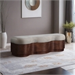 Meridian Furniture Savoy Beige Velour Fur Fabric Bench