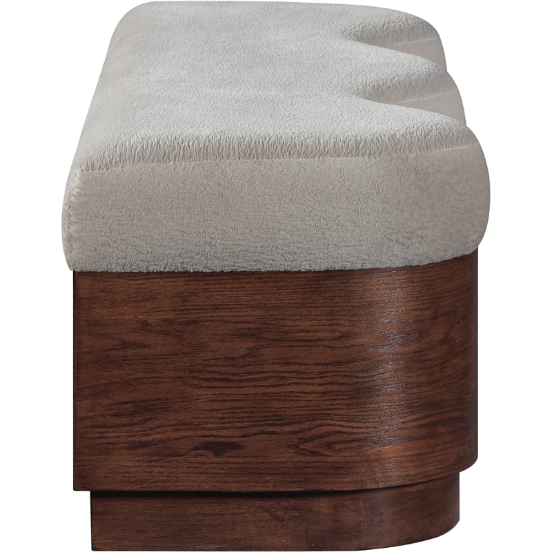 Meridian Furniture Savoy Beige Velour Fur Fabric Bench