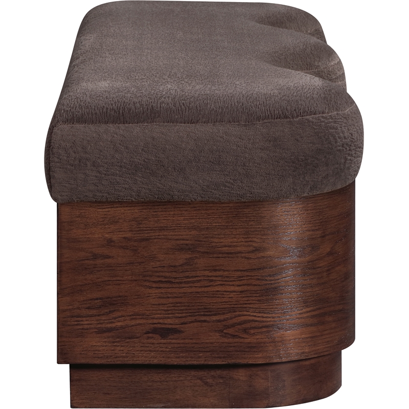 Meridian Furniture Savoy Brown Velour Fur Fabric Bench