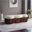 Meridian Furniture Savoy Cream Velour Fur Fabric Bench