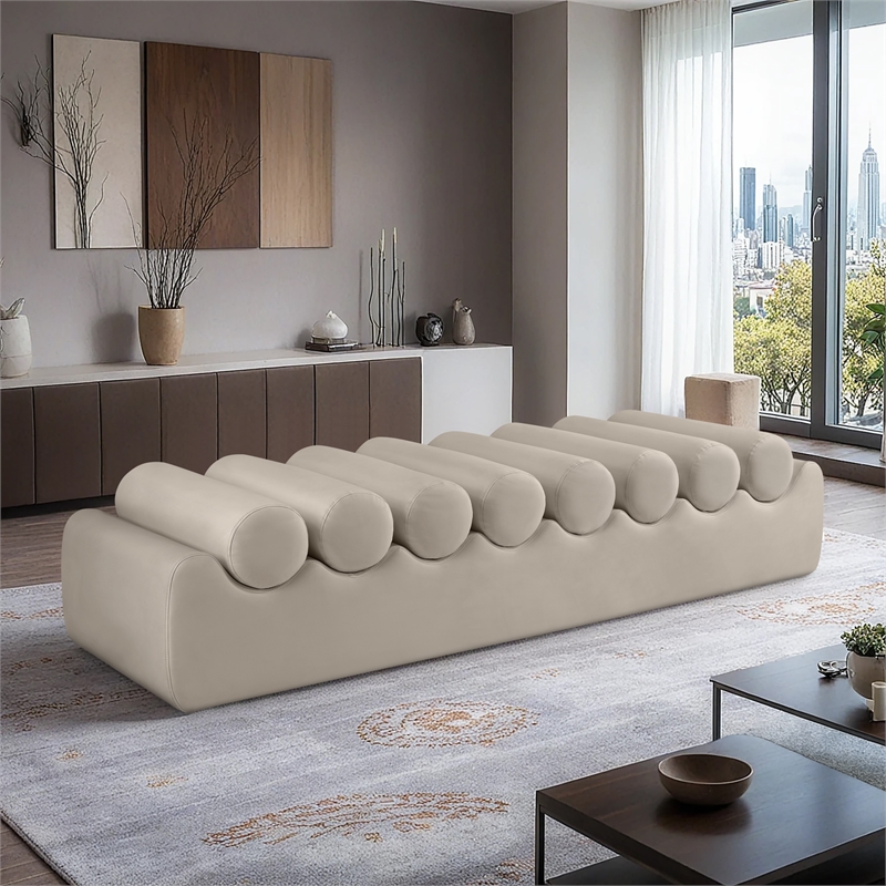 Meridian Furniture Rumble Taupe Vegan Leather Bench