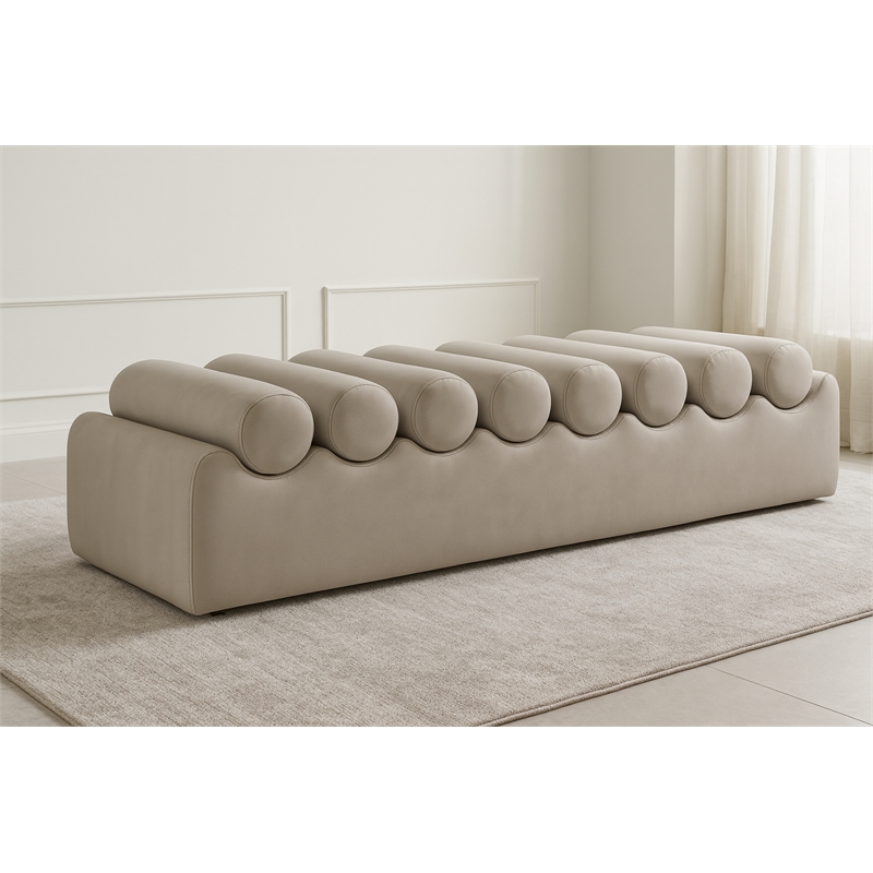 Meridian Furniture Rumble Taupe Vegan Leather Bench