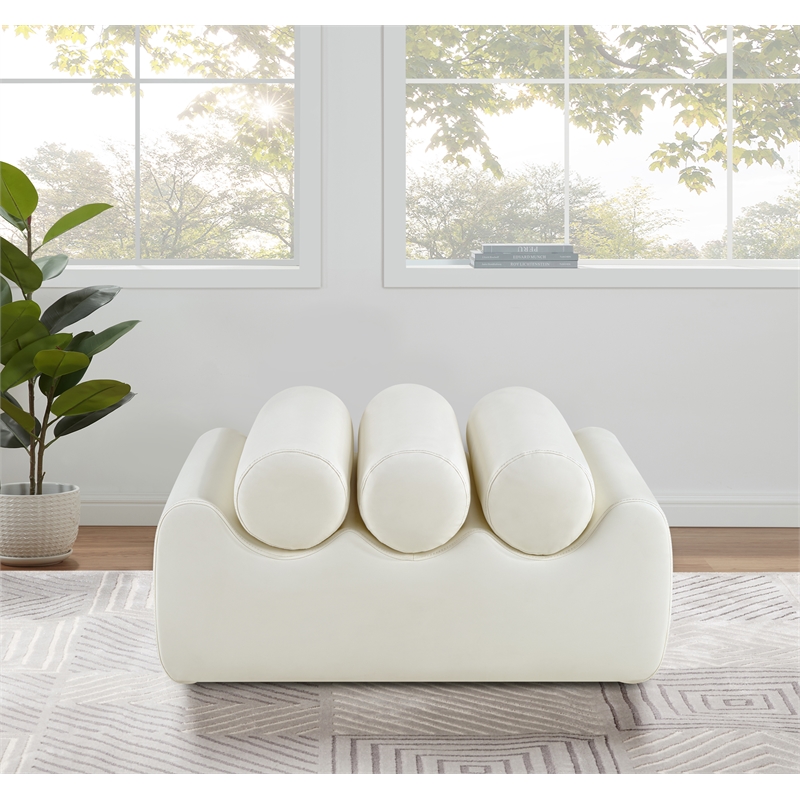 Meridian Furniture Rumble Cream Vegan Leather Bench