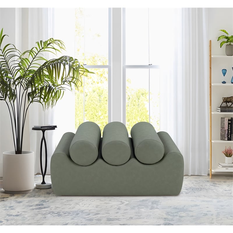 meridian furniture rumble green vegan leather bench