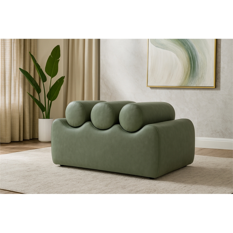 meridian furniture rumble green vegan leather bench