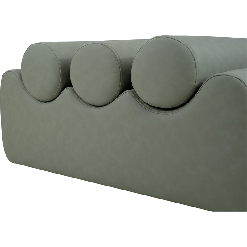 meridian furniture rumble green vegan leather bench