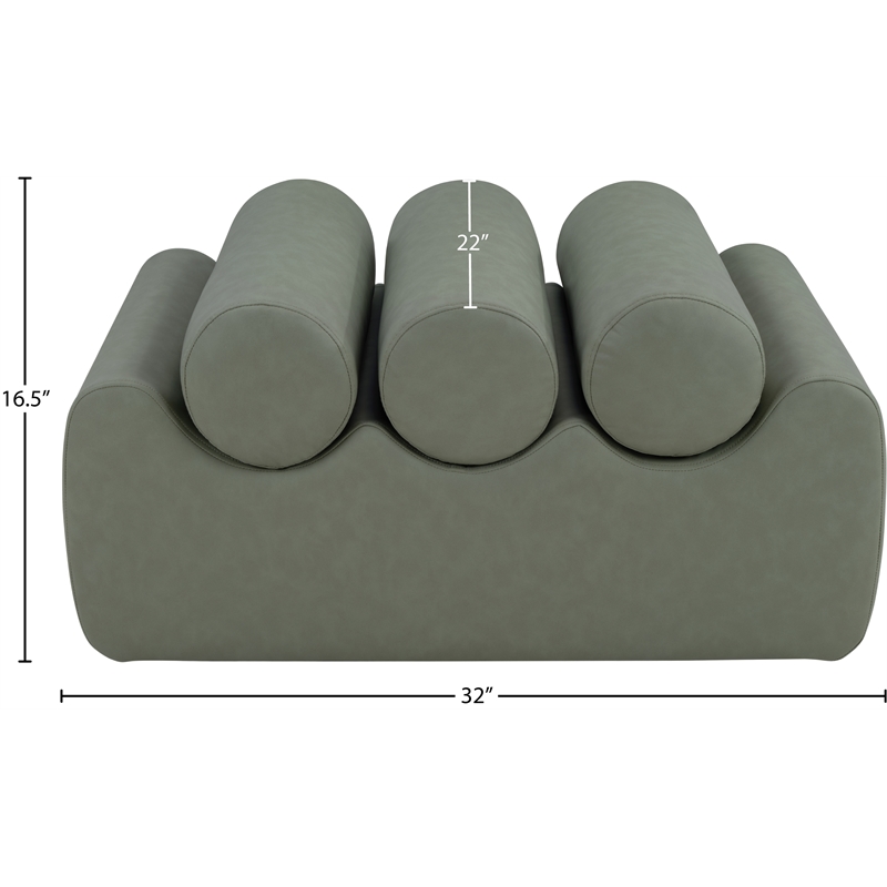 meridian furniture rumble green vegan leather bench