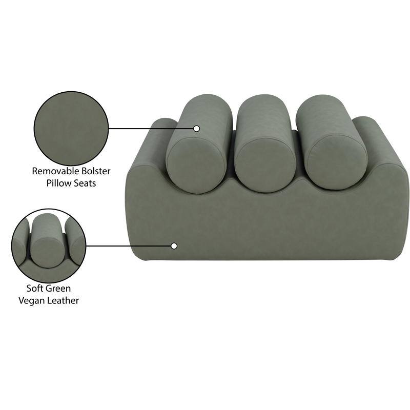 meridian furniture rumble green vegan leather bench