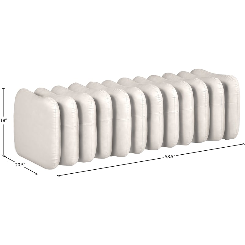 Meridian Furniture Atticus Cream Vegan Leather Bench
