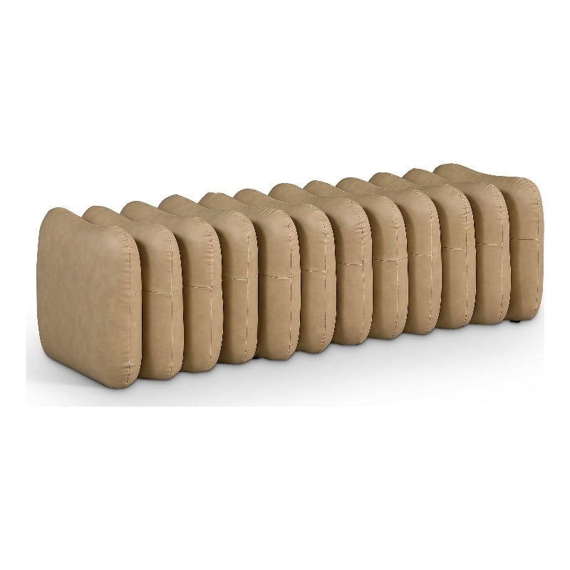 Meridian Furniture Atticus Tan Vegan Leather Bench