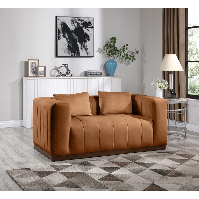 Meridian Furniture Mallina Cognac Vegan Leather Loveseat