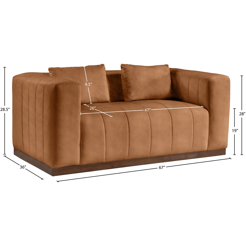 Meridian Furniture Mallina Cognac Vegan Leather Loveseat