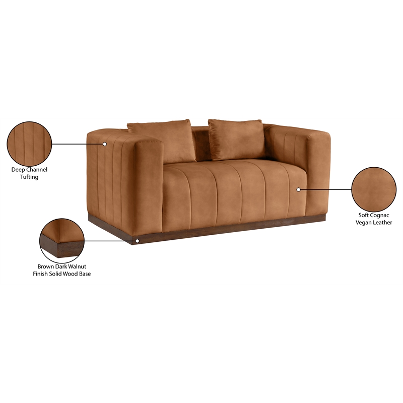 Meridian Furniture Mallina Cognac Vegan Leather Loveseat