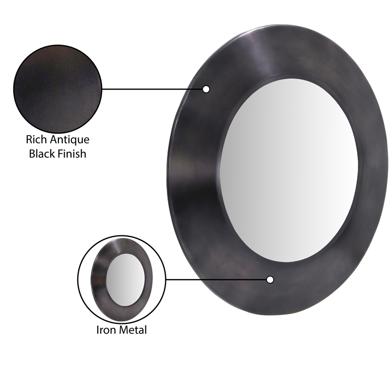 Meridian Furniture Sphere Black Iron Framed Mirror