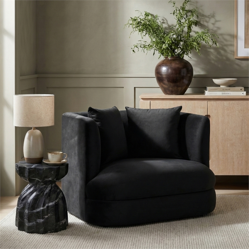 Meridian Furniture Alder Black Velvet Accent Chair
