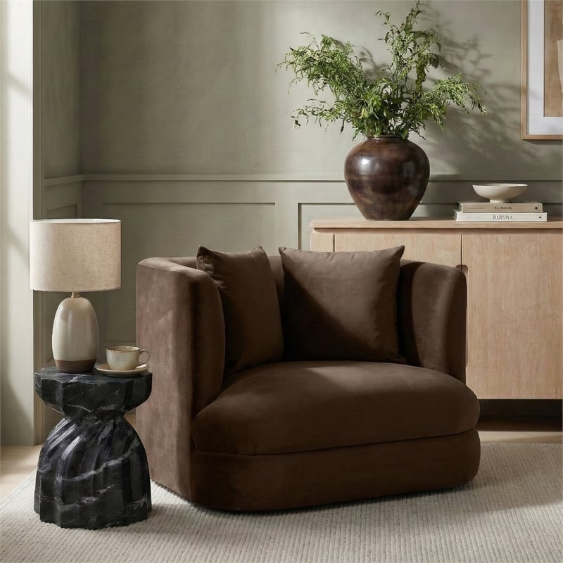 Meridian Furniture Alder Brown Velvet Accent Chair