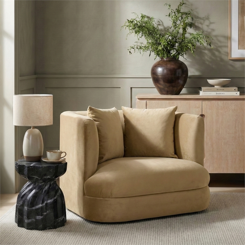 Meridian Furniture Alder Camel Velvet Accent Chair