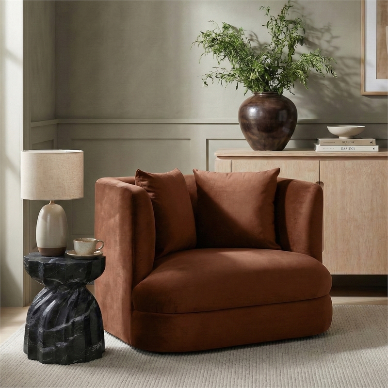 Meridian Furniture Alder Cognac Velvet Accent Chair