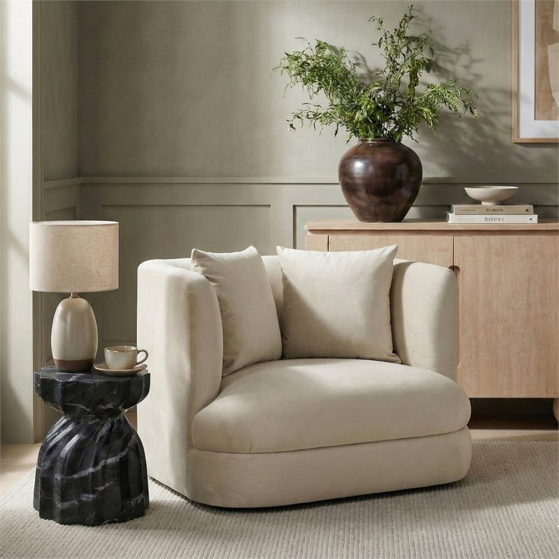 Meridian Furniture Alder Cream Velvet Accent Chair