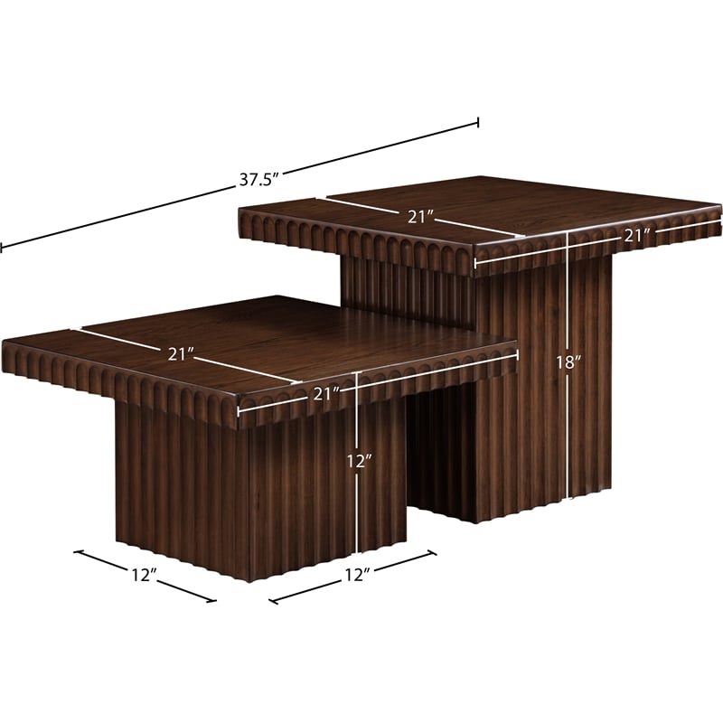 Meridian Furniture Spencer 2-Piece Brown Oak Veneer Coffee Table