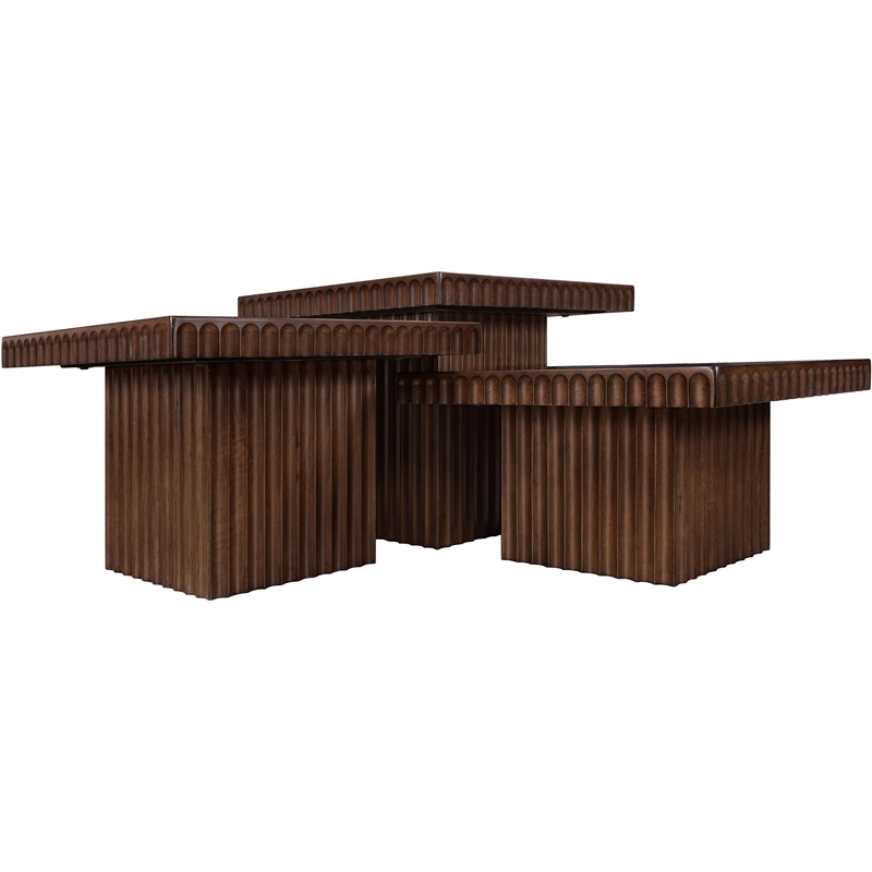 Meridian Furniture Spencer 3-Piece Brown Oak Veneer Coffee Table