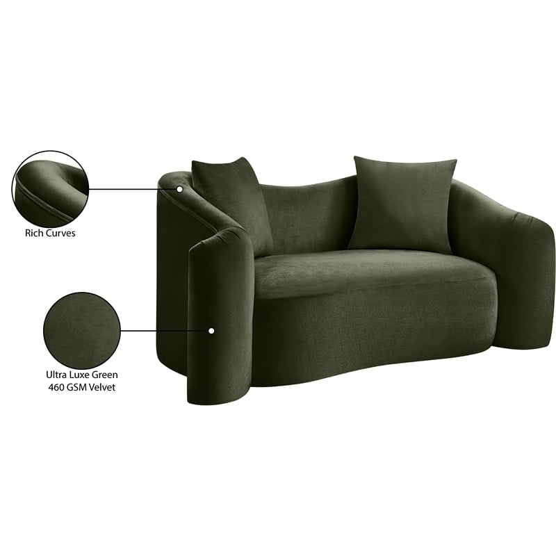 Meridian Furniture Destin Green Velvet Loveseat