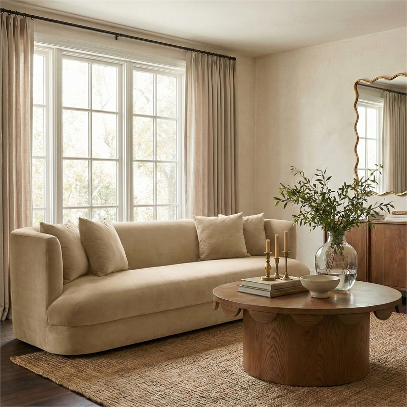 Meridian Furniture Alder Camel Velvet Sofa