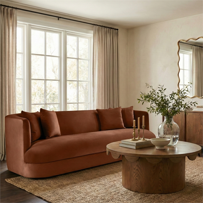 Meridian Furniture Alder Cognac Velvet Sofa