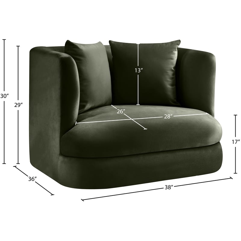 Meridian Furniture Alder Green Velvet Accent Chair