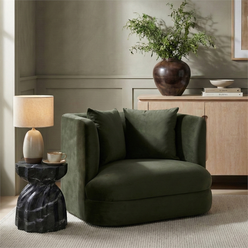 Meridian Furniture Alder Green Velvet Accent Chair
