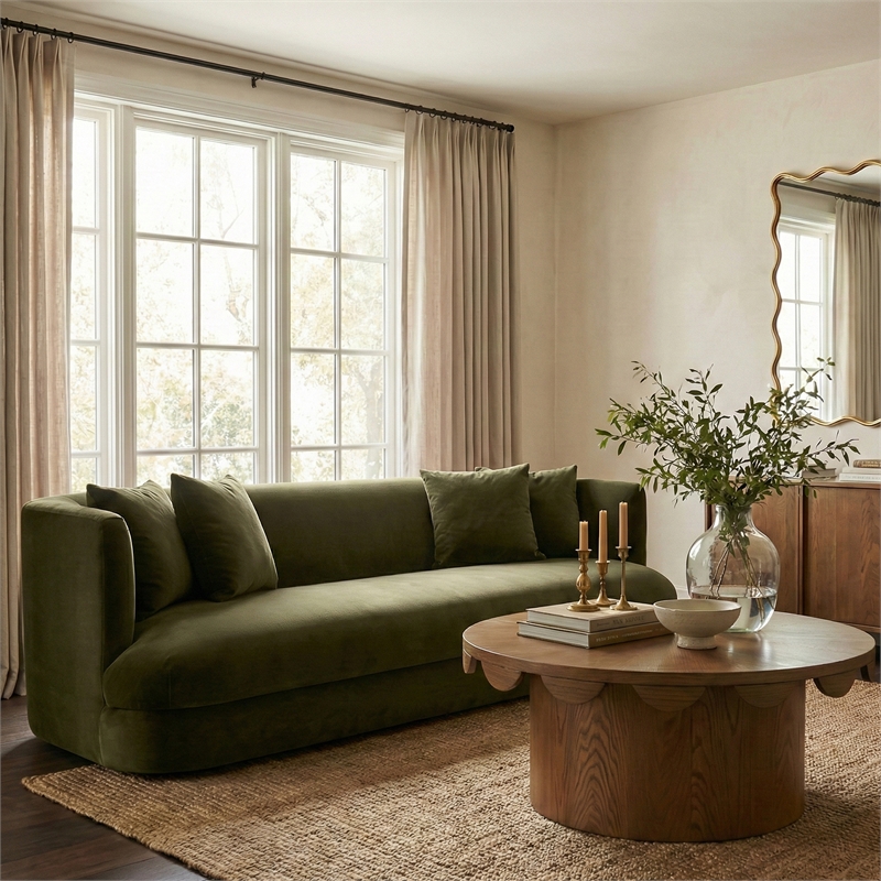 Meridian Furniture Alder Green Velvet Sofa
