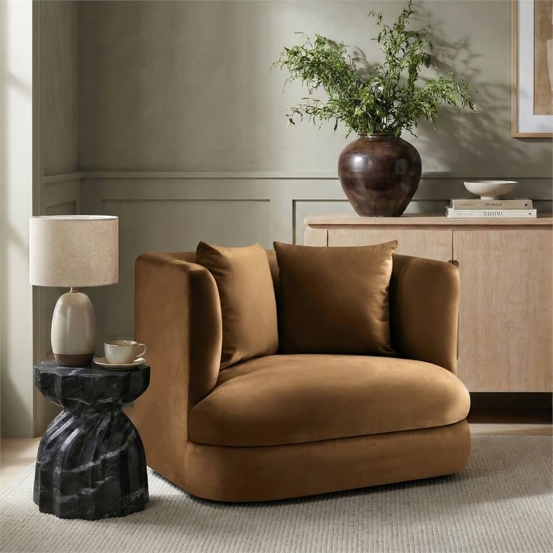 Meridian Furniture Alder Saddle Velvet Accent Chair