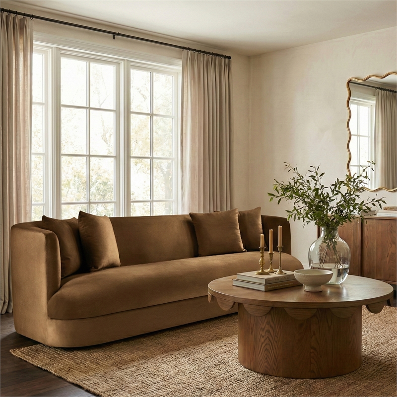 Meridian Furniture Alder Saddle Velvet Sofa