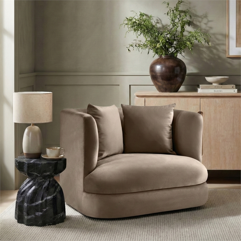 Meridian Furniture Alder Taupe Velvet Accent Chair
