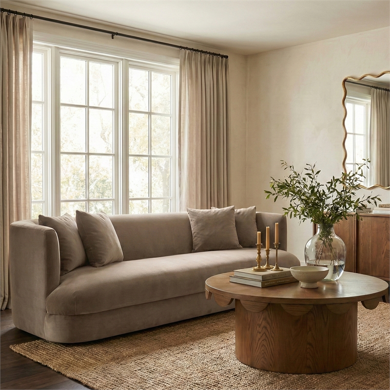 Meridian Furniture Alder Taupe Velvet Sofa