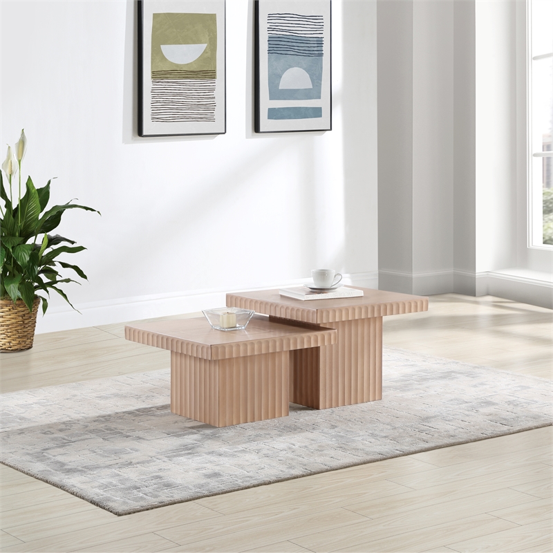 Meridian Furniture Spencer 2-Piece Natural Oak Veneer Coffee Table