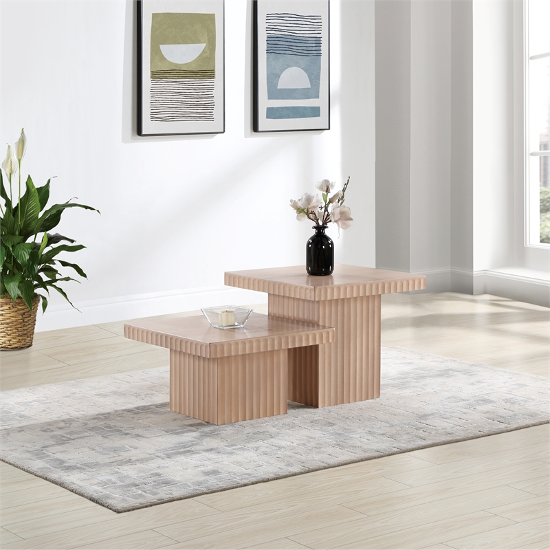 Meridian Furniture Spencer 2-Piece Natural Oak Veneer Coffee Table