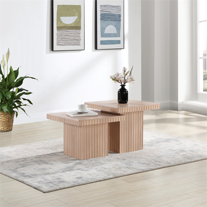 Meridian Furniture Spencer 2-Piece Natural Oak Veneer Coffee Table