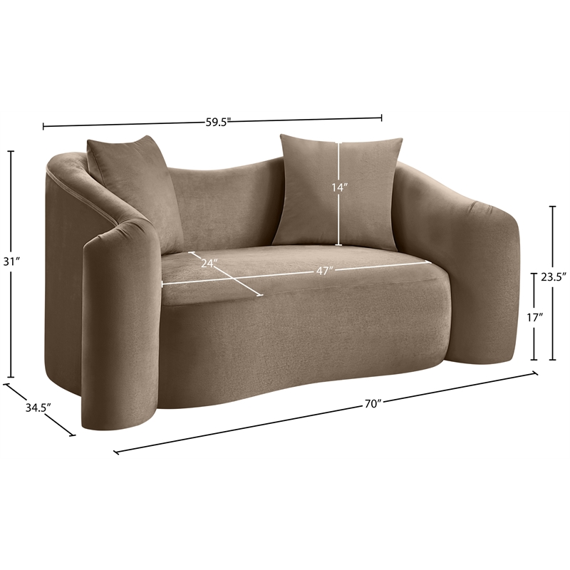 Meridian Furniture Destin Taupe Velvet Loveseat