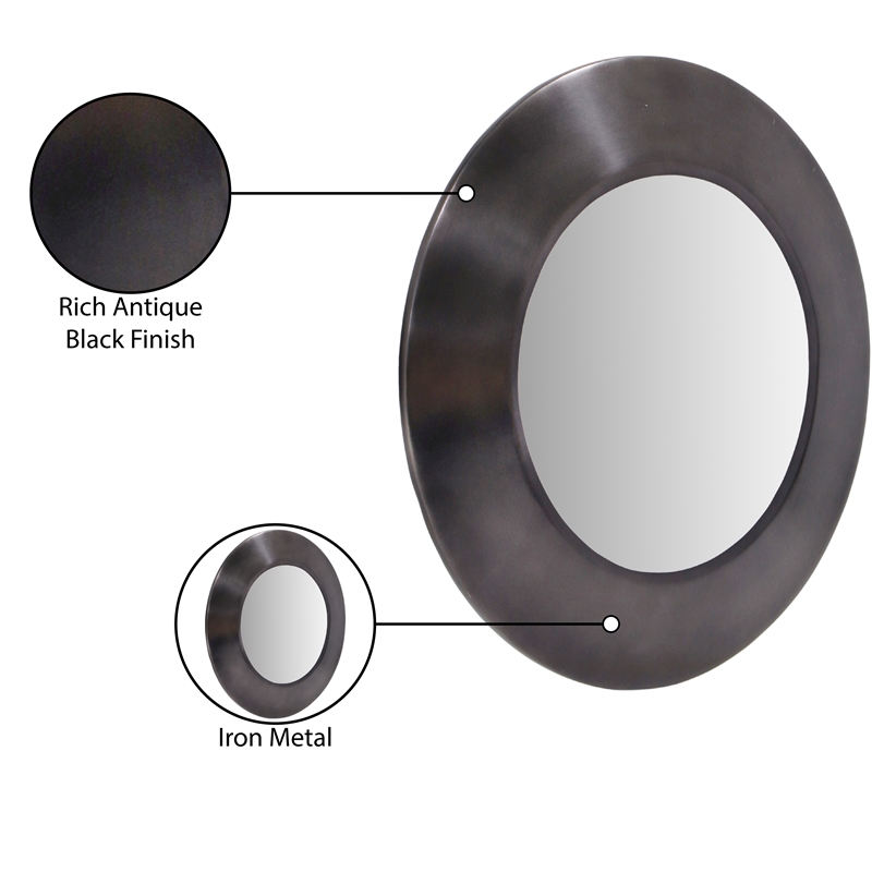 Meridian Furniture Sphere Black Iron Framed Mirror