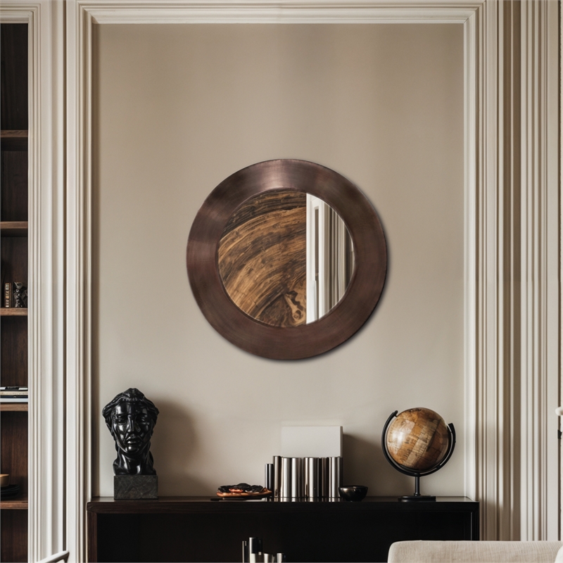 Meridian Furniture Sphere Brown Iron Framed Mirror