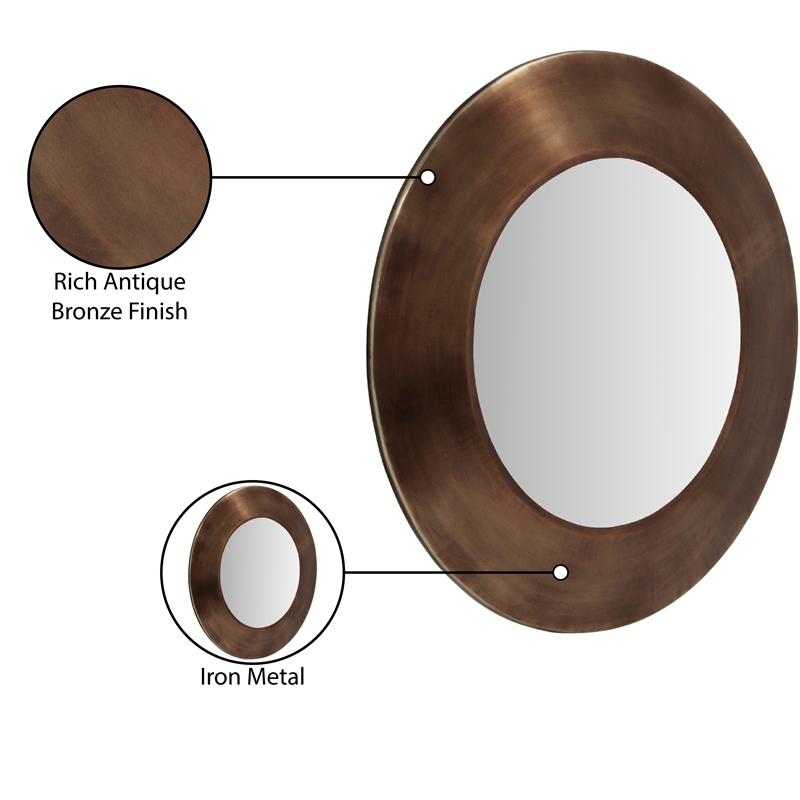 Meridian Furniture Sphere Brown Iron Framed Mirror