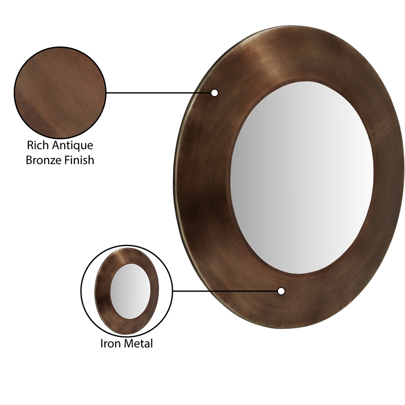 Meridian Furniture Sphere Brown Iron Framed Mirror