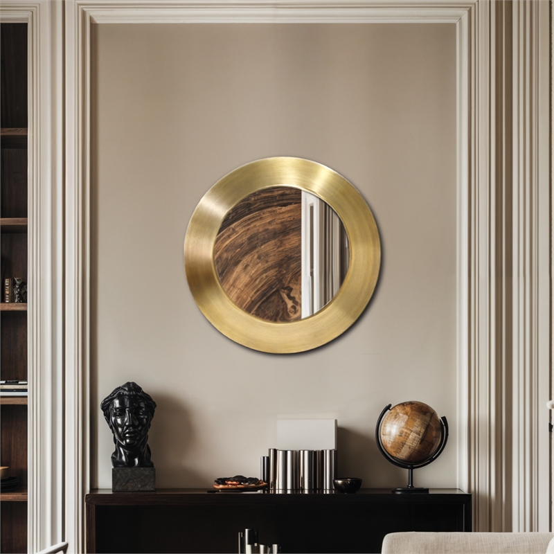 Meridian Furniture Sphere Gold Iron Framed Mirror