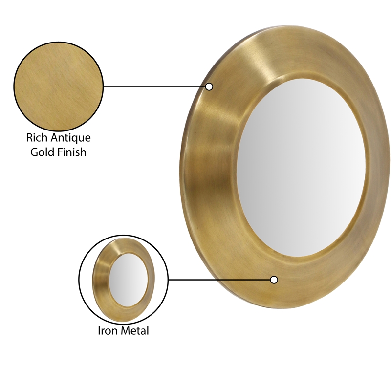 Meridian Furniture Sphere Gold Iron Framed Mirror