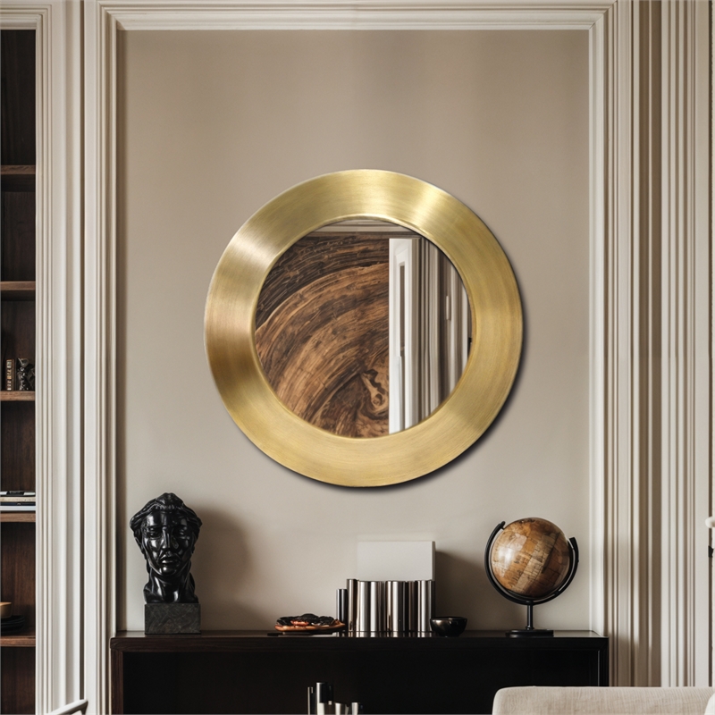 Meridian Furniture Sphere Gold Iron Framed Mirror