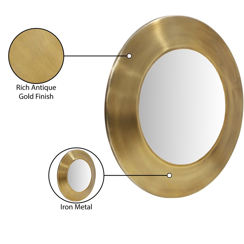 Meridian Furniture Sphere Gold Iron Framed Mirror