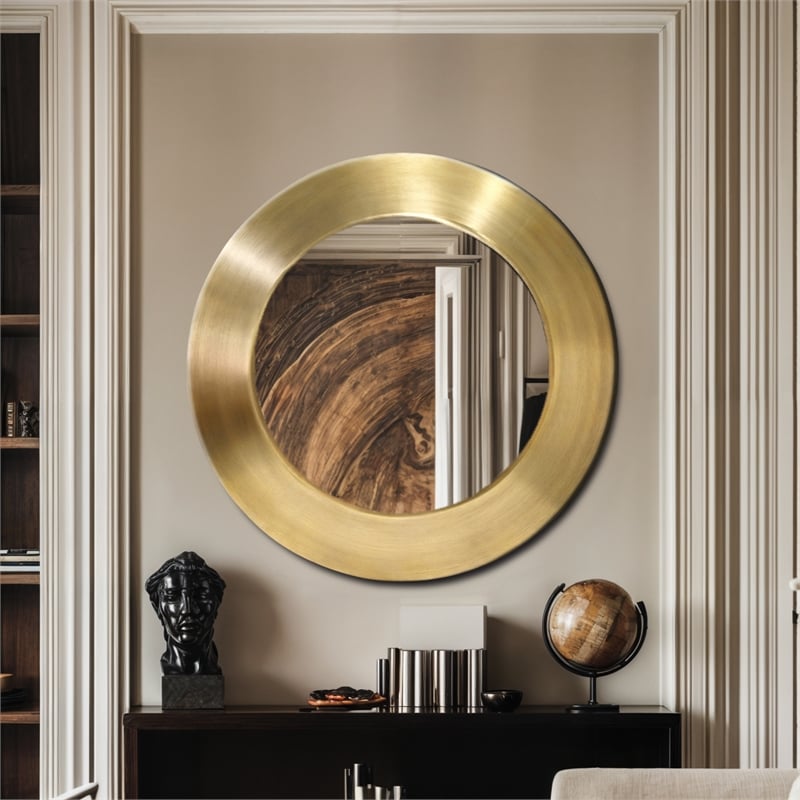 Meridian Furniture Sphere Gold Iron Framed Mirror