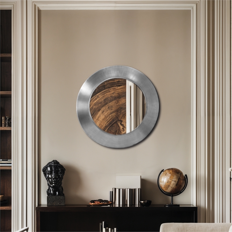 Meridian Furniture Sphere Silver Iron Framed Mirror