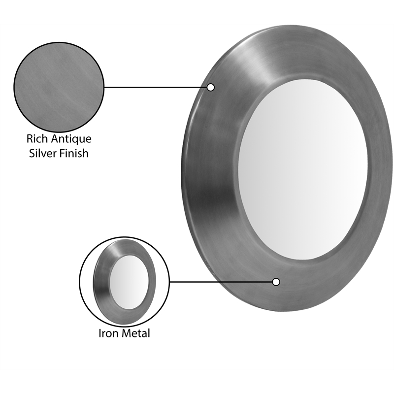 Meridian Furniture Sphere Silver Iron Framed Mirror